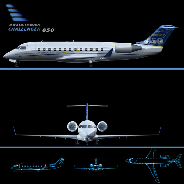 bombardier challenger 850 3d 3ds - Bombardier Challenger 850 by Galva858